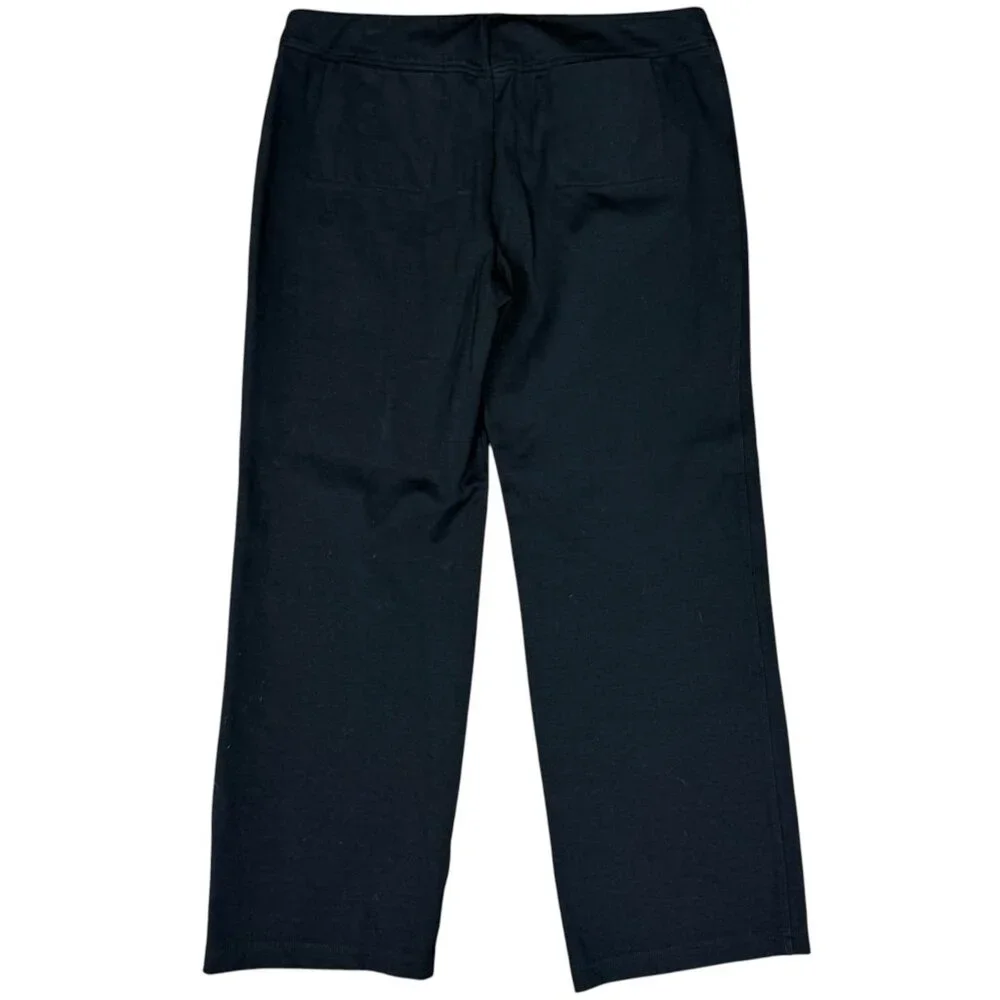 EUC Women's EILEEN FISHER Stretch Ponte‎ Knit Wide Leg Pant Black | Size PL